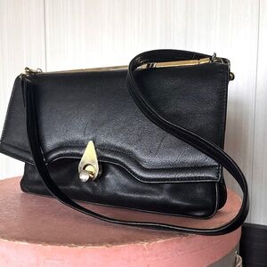 Rare Vintage La Belle Black Leather Purse Made in Canada